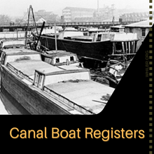 Canal Boats gathered near boat building, Cumberland, MD