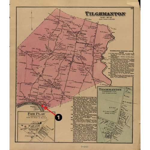 Tilghmanton District Illustrated Map 1877 with canal points