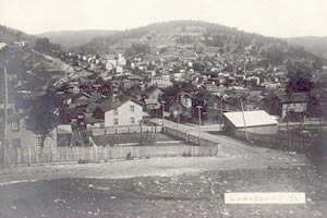 Black and white image of the town of George's Creek
