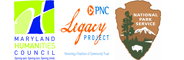 Logos for Maryland Humanities Council, PNC Foundation Legacy Project & National Park Service