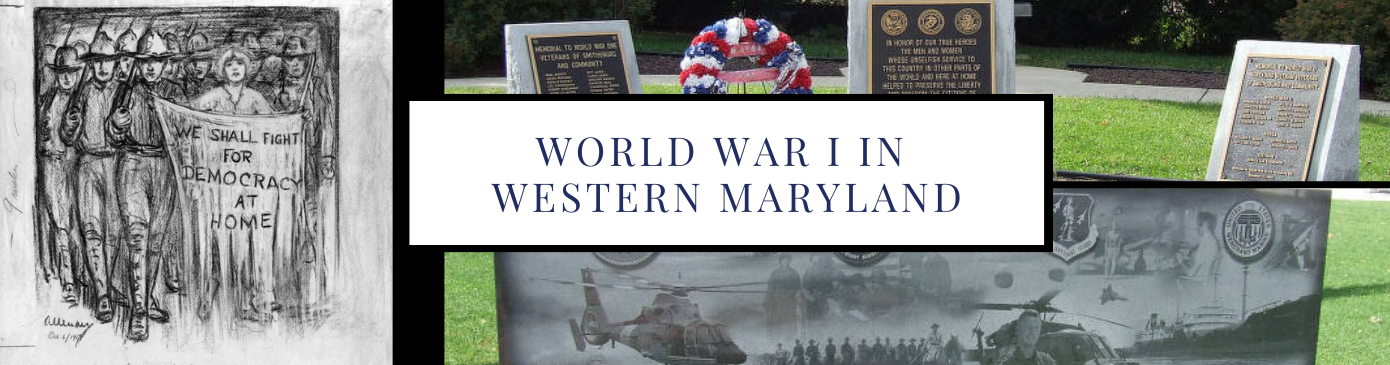 collage of 3 images from World War I in Western Maryland