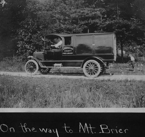 Book wagon on country road