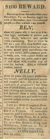 Newspaper article titled "$100 REWARD."