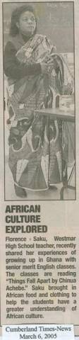 Newspaper clipping of article about African Culture Explained