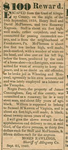 Newspaper article titled "$100 Reward."