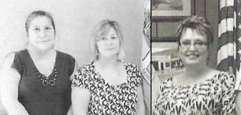 2 photos; 2 women and 1 women standing; Donna P. Fracasso and Janet M. Bryan; Brenda Rice