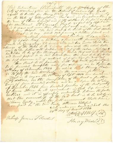 Scan of written letter regarding building a Canal boat, 1846