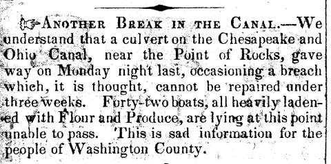 Article in Herald of Freedom, 1846 - "Another Break in the Canal."
