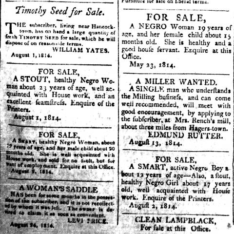 Multiple ads listed in Herald of Freedom, 1814