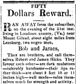 Ad in Genius of Liberty, Leesburg, Va. - "FIFTY Dollars Reward." by Stephen W. Roszel