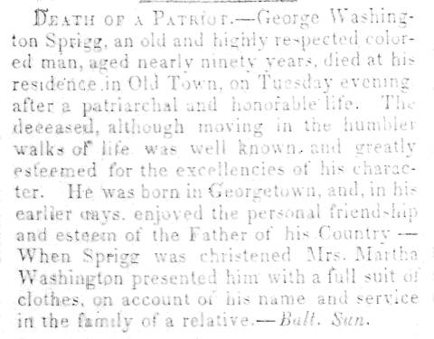 News article in Herald of Freedom & Torch Light, 1852 - "Death of a Patriot."