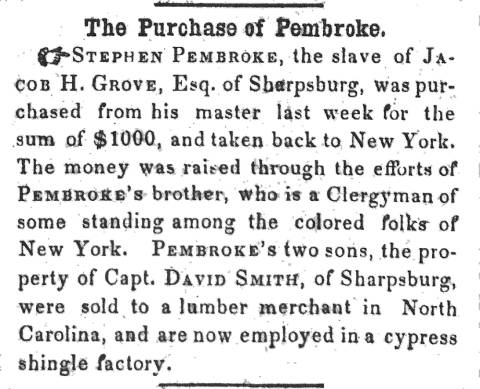 Ad in Herald of Freedom & Torch Light, 1854 - "The Purchase of Pembroke"