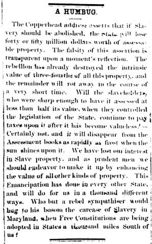 Notice in Herald & Torch Light, 1864 - "A Humbug."