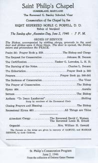 Photocopy of Saint Phillip's Chapel program bulletin