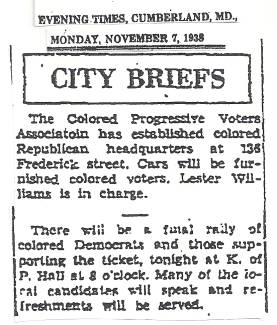 Newspaper clipping of City Briefs from 1938