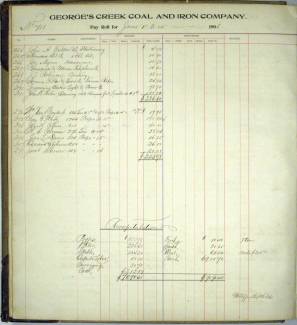 Photocopy of Payroll account ledger 1906