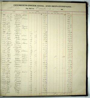 Photocopy of Payroll account ledger 1907