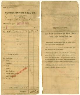 Image of Consolidation Coal Company (Pay Statement)