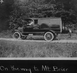 Book wagon on country road