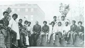 Photo of African American students from Frostburg State University, circa 1969