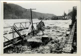 Photo of destruction of the bridges in Harpers Ferry during 1936 Flood