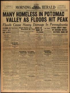 Front page of Hagerstown Morning Herald during 1936 Flood