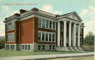 Postcard print of Allegany High School, Cumberland, MD 