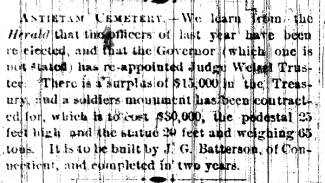 Copy of newspaper Maryland Herald & Hagerstown Weekly Advertiser, 1873 - "Antietam Cemetery"