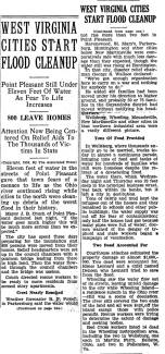 Article in Cumberland Sunday Times, WEST VIRGINIA CITIES START FLOOD CLEANUP; 1936-03-36