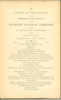Page 55 from History of Antietam National Cemetery 1869 - "ORDER OF PROCESSION"