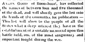 News article from Herald and Torch Light, 1865 about battle at Antietam