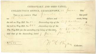 Scan copy of Way Bill from the Chesapeake and Ohio Canal, 1848