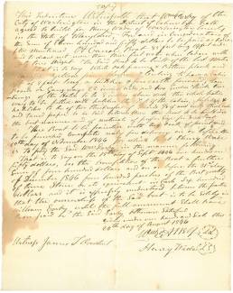Scan of written letter regarding building a Canal boat, 1846