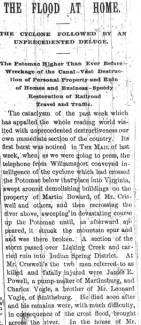 News article in Hagerstown Mail, 1889 - "The Flood At Home."