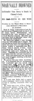 Article in Hagerstown Daily Mail, 1900 - "Noah Nally Drowned"
