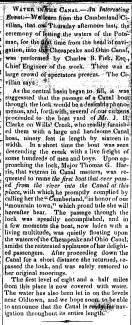 News article in Herald of Freedom, 1850 - "Water in the Canal."