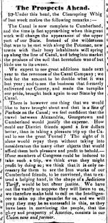 News article in Herald of Freedom, 1851 - "The Prospects Ahead."