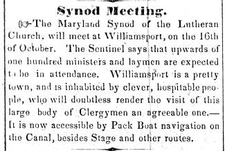 Article in Herald of Freedom and Torch Light, 1851 - "Synod Meeting."