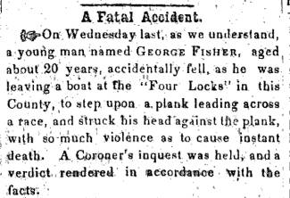 News article in Herald of Freedom & Torch Light, 1855 - "A Fatal Accident."