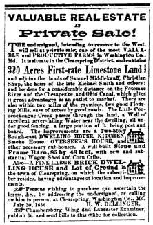 Ad in Herald of Freedom & Torch Light, 1856 - "Valuable Real Estate at Private Sale!"