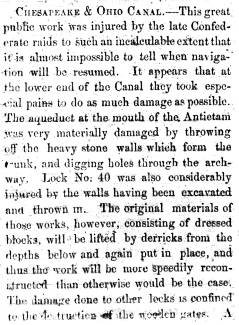 Article in The Alleganian, 1864 - "Chesapeake & Ohio Canal."