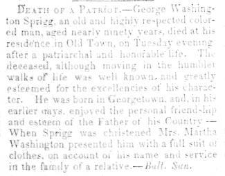 News article in Herald of Freedom & Torch Light, 1852 - "Death of a Patriot."
