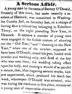 News article in Herald of Freedom, 1848 - "A Serious Affair."