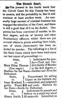 News article in Herald of Freedom & Torch Light, 18513 - "The Circuit Court"