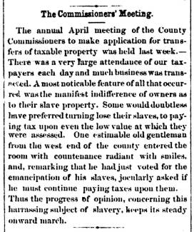 Notice in Herald & Torch Light, 1864 - "The Commissioners' Meeting."