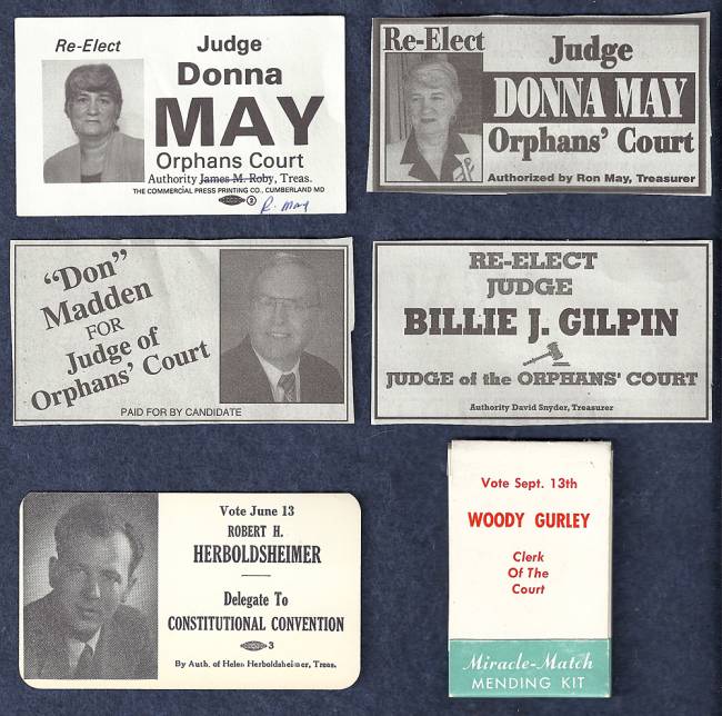 Images of local election Campaign cards - Allegany County MD