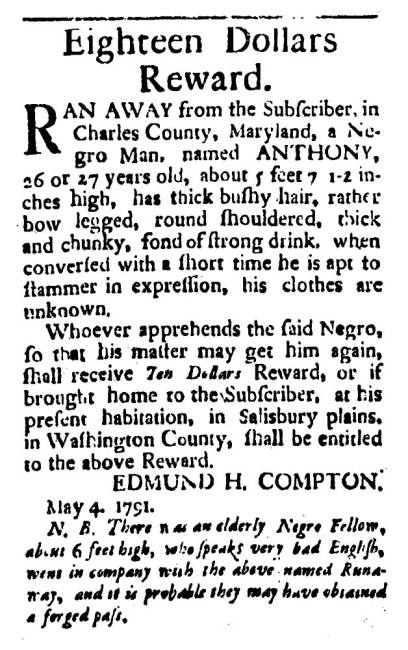 Newspaper article titled "Eighteen Dollars Reward."