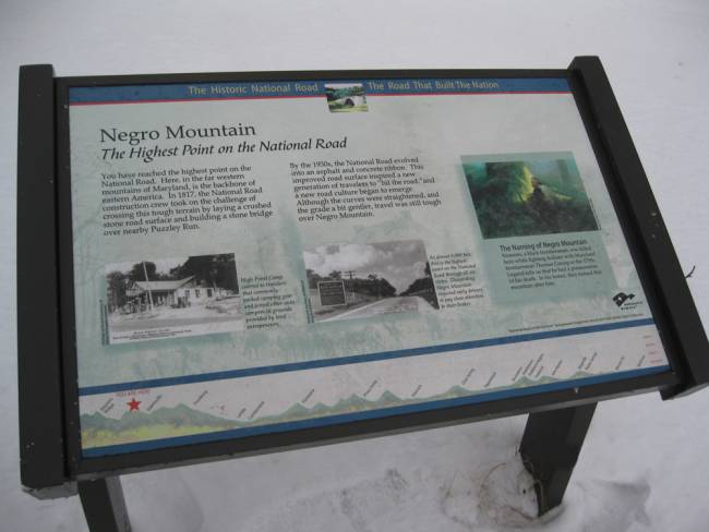 Landmark and story of Negro Mountain; picture taking during winter with snow