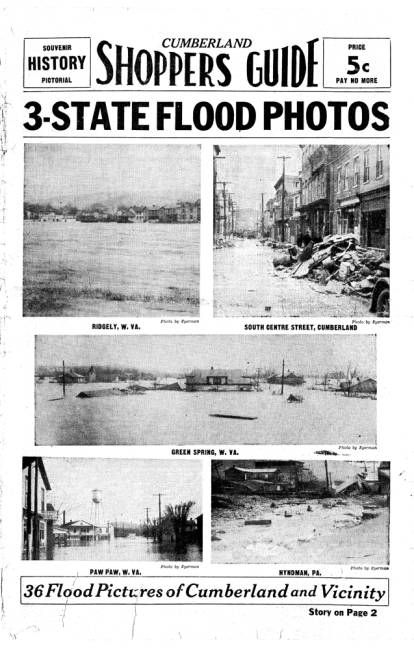 Front page of Shoppers Guide with headline "3-State Flood Photos"