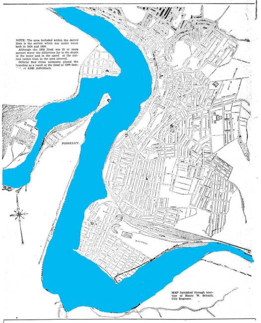 Map of Cumberland Flood 1936